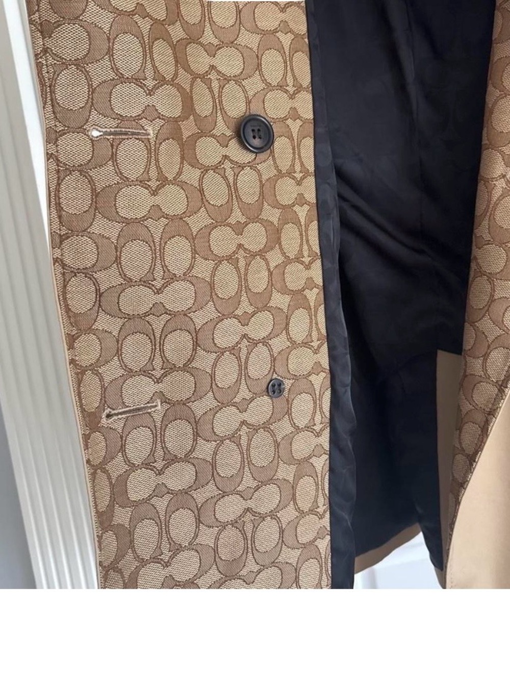 Coach Tan Double-Breasted Trench Coat with Belt - Picture 5 of 6